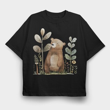Bear In The Grass, Tricou Oversize Barbati (Unisex)