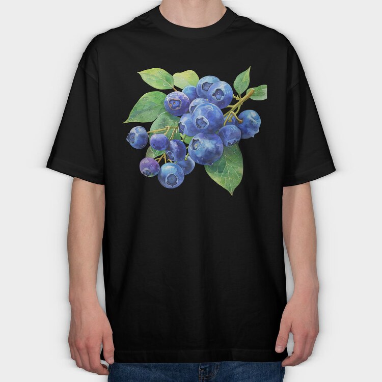 Blueberries Branch, Tricou Oversize Barbati (Unisex)
