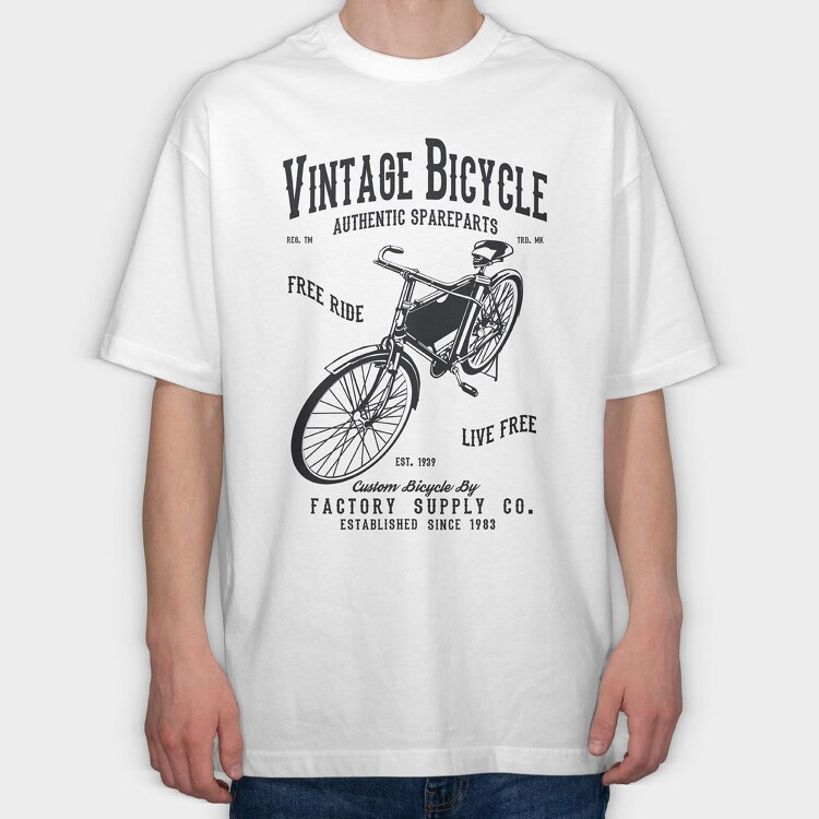 Vintage Bicycle, Tricou Oversize Barbati (Unisex)