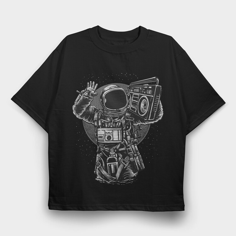 Astronaut Boombox, Tricou Oversize Barbati (Unisex)
