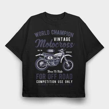 Vintage Motocross, Tricou Oversize Barbati (Unisex)
