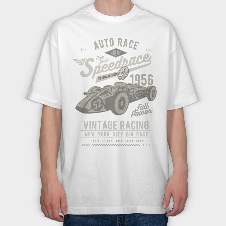 Vintage Speedrace, Tricou Oversize Barbati (Unisex)