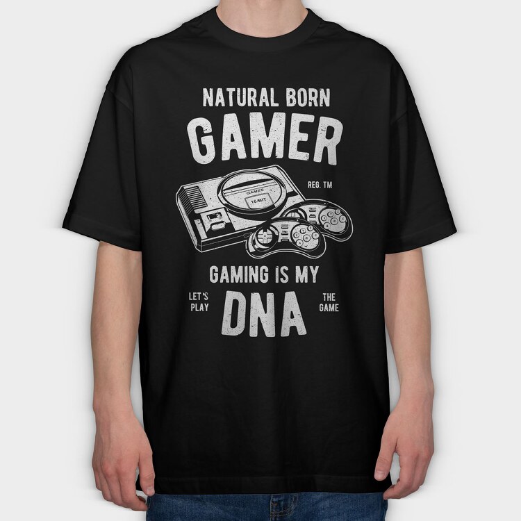 Natural Born Gamer, Tricou Oversize Barbati (Unisex)