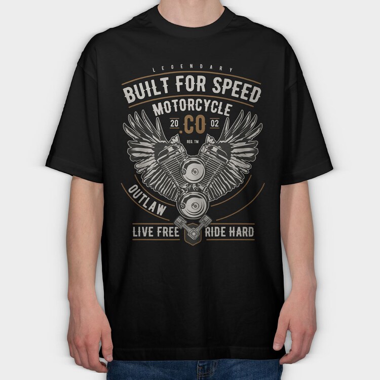 Built For Speed Motorcycle, Tricou Oversize Barbati (Unisex)