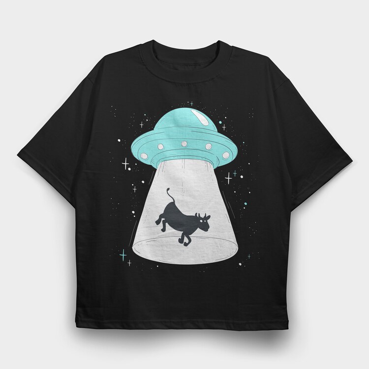 Cow Ufo, Tricou Oversize Barbati (Unisex)