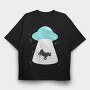 Cow Ufo, Tricou Oversize Barbati (Unisex)