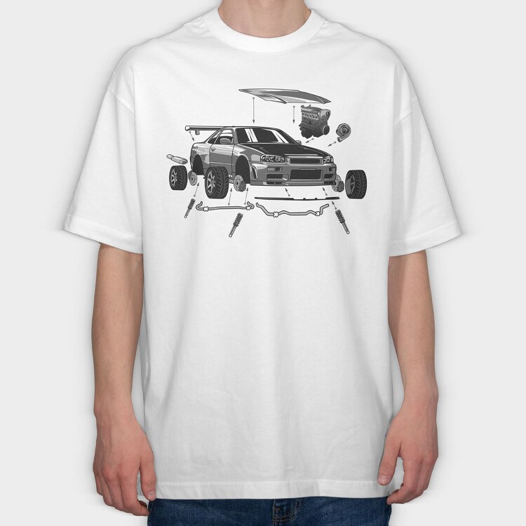 R34 Crank Out, Tricou Oversize Barbati (Unisex)