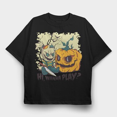 Wanna Play Halloween, Tricou Oversize Barbati (Unisex)