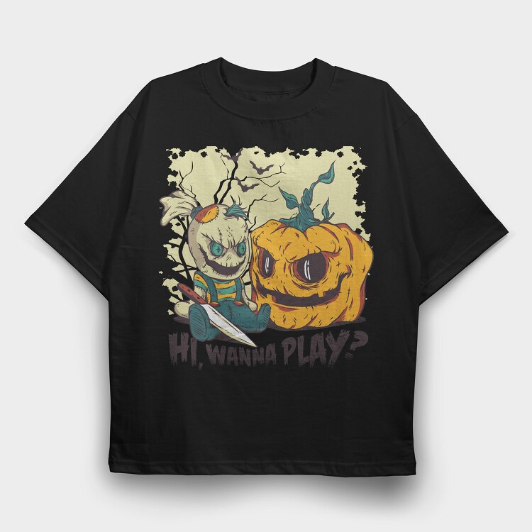 Wanna Play Halloween, Tricou Oversize Barbati (Unisex)
