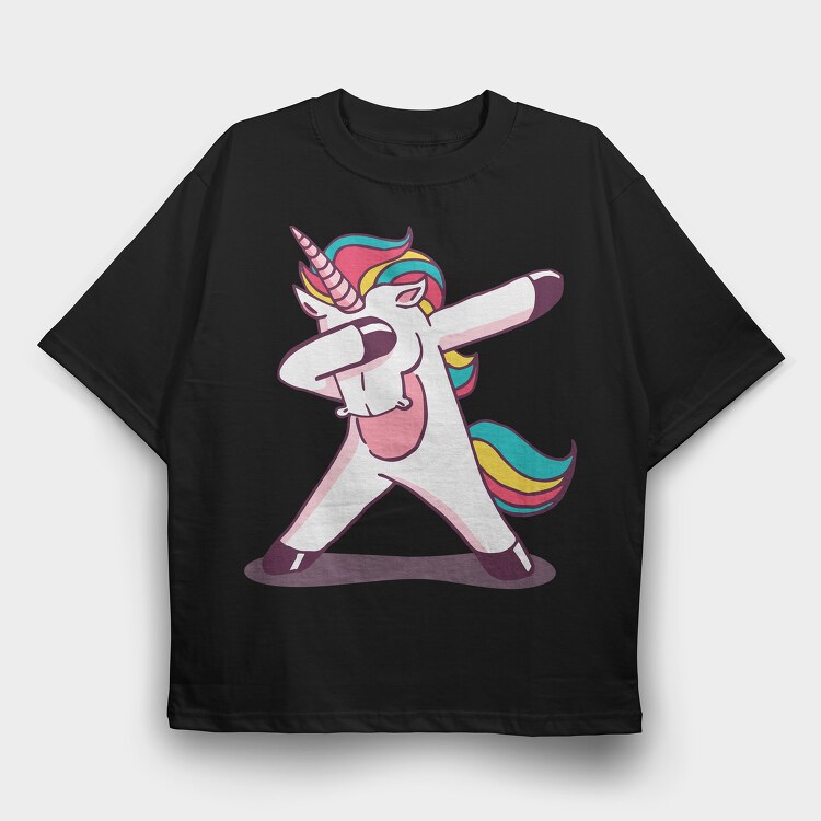 Dab Animal Comics Unicorn, Tricou Oversize Barbati (Unisex)
