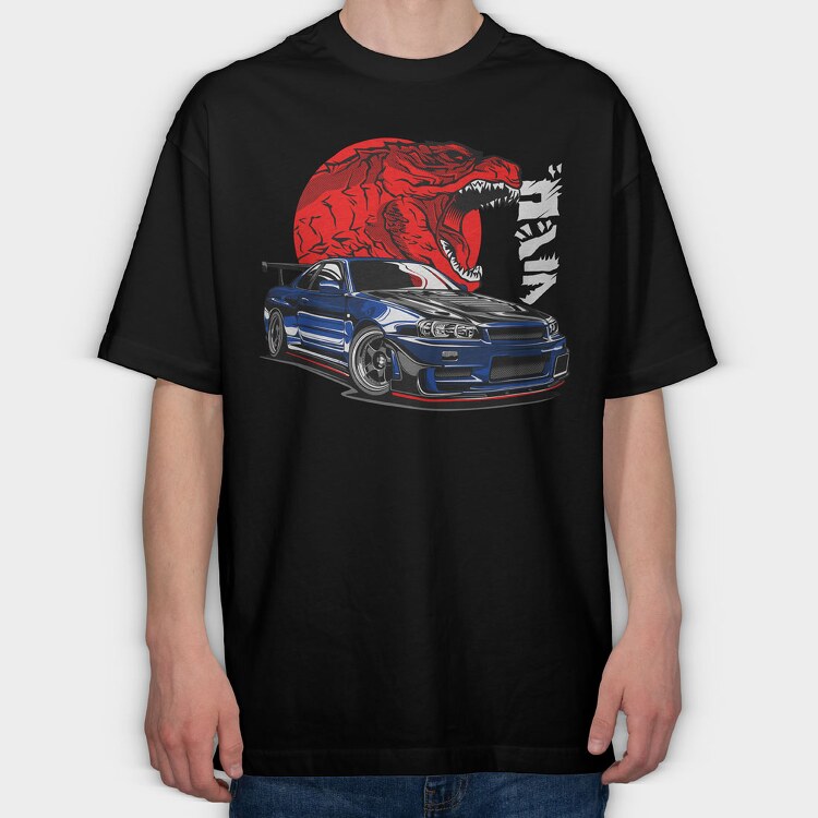 GTR R34, Tricou Oversize Barbati (Unisex)