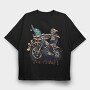 American Flag Skeleton Motocross Motorcycle, Tricou Oversize Barbati (Unisex)