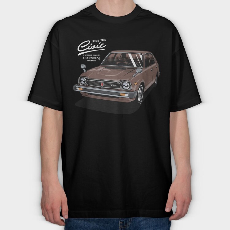 honda civic 1978, Tricou Oversize Barbati (Unisex)