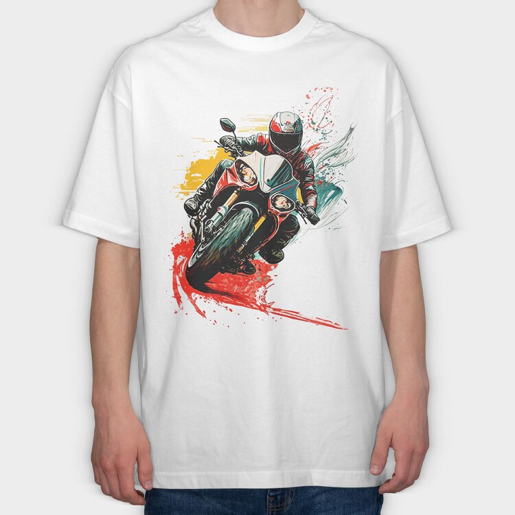 Colorful Explosion Sports Motorcycle Rider, Tricou Oversize Barbati (Unisex)