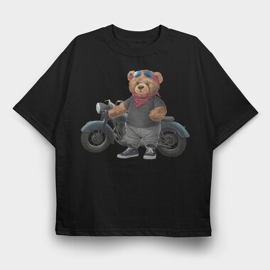 Biker Bear Cool, Tricou Oversize Barbati (Unisex)