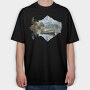 Boat Mountain Reflection, Tricou Oversize Barbati (Unisex)