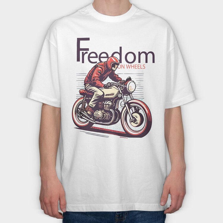 Freedom on Wheels Motorcycle Retro, Tricou Oversize Barbati (Unisex)