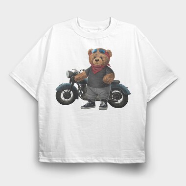 Biker Bear Cool, Tricou Oversize Barbati (Unisex)
