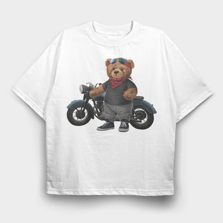 Biker Bear Cool, Tricou Oversize Barbati (Unisex)