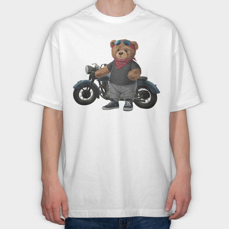 Biker Bear Cool, Tricou Oversize Barbati (Unisex)
