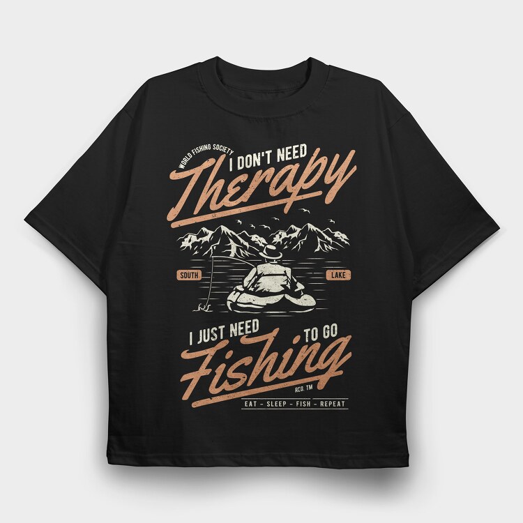 Fishing Therapy, Tricou Oversize Barbati (Unisex)