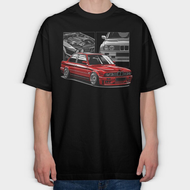 BMW E30 M3, Tricou Oversize Barbati (Unisex)