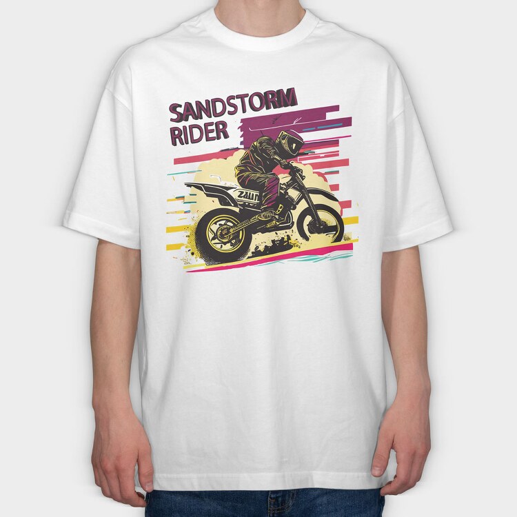 Motocross Rider MotorcycleArt 80S, Tricou Oversize Barbati (Unisex)