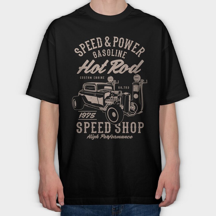 Speed & Power Hotrod, Tricou Oversize Barbati (Unisex)