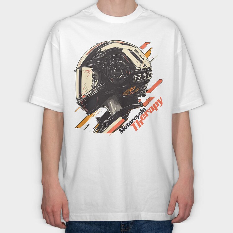 Motorcycle Therapy Helmet Artistic , Tricou Oversize Barbati (Unisex)