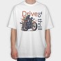 MotorcycleArt RetroStyle, Tricou Oversize Barbati (Unisex)