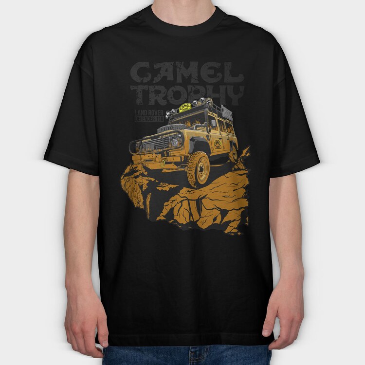 Land Rover Defender Camel, Tricou Oversize Barbati (Unisex)