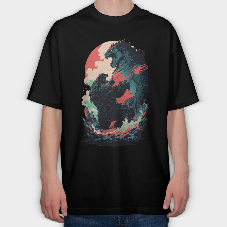 Godzilla Fight, Tricou Oversize Barbati (Unisex)