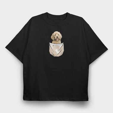 Golden Doodle Pocket, Tricou Oversize Barbati (Unisex)