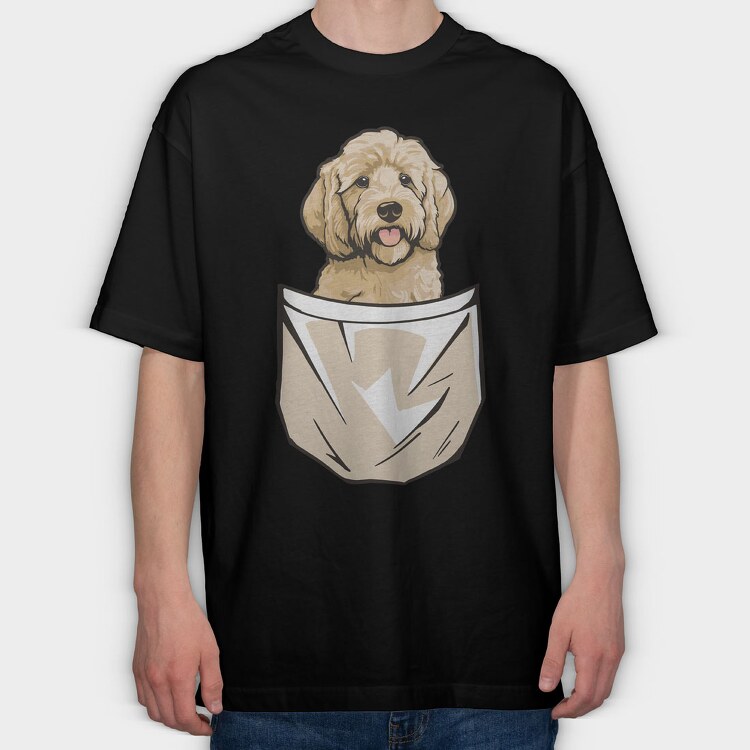 Golden Doodle Pocket, Tricou Oversize Barbati (Unisex)