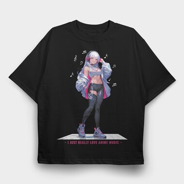 Anime Girl Music, Tricou Oversize Barbati (Unisex)