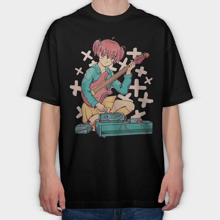 Guitar Pedals Anime, Tricou Oversize Barbati (Unisex)