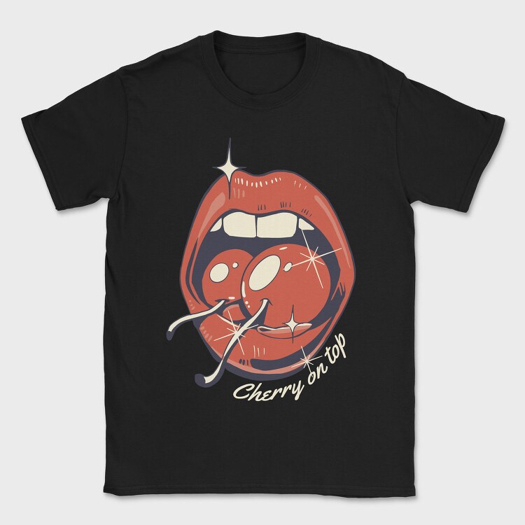 Cherry On Top Lips Kitsch, Tricou Barbati (Unisex)