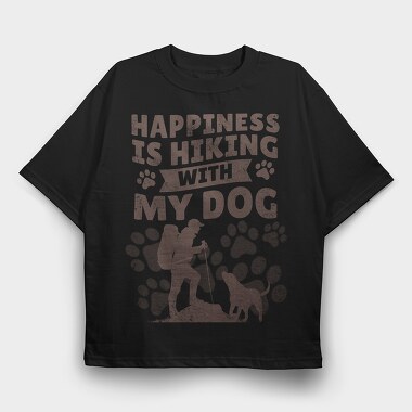 hiking with my dog mono, Tricou Oversize Barbati (Unisex)