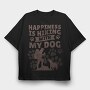 hiking with my dog mono, Tricou Oversize Barbati (Unisex)