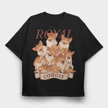 Royal Corgis, Tricou Oversize Barbati (Unisex)