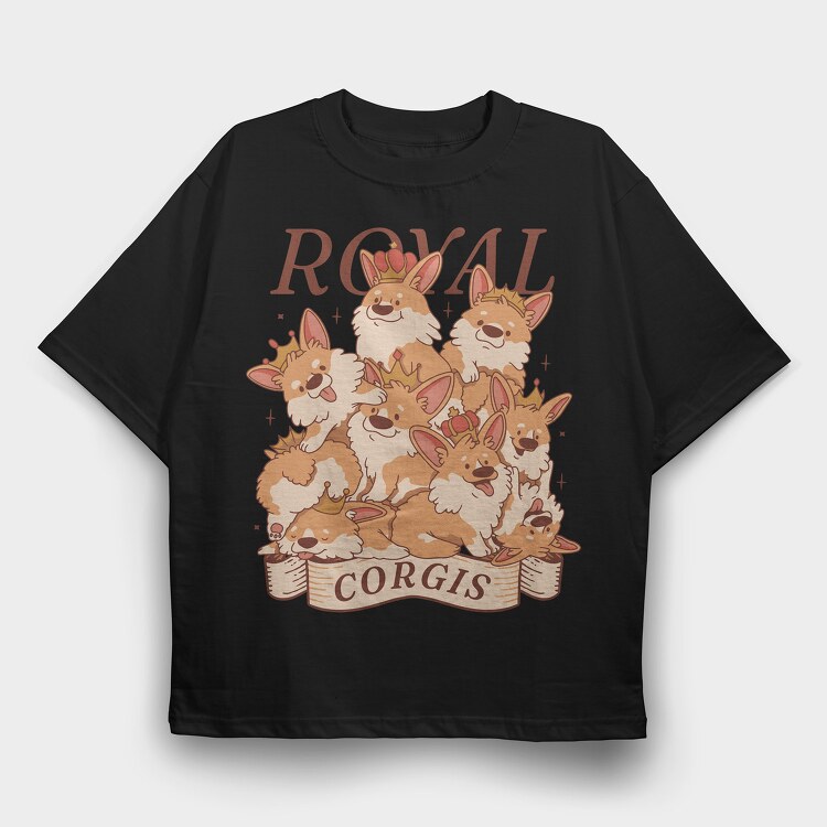 Royal Corgis, Tricou Oversize Barbati (Unisex)