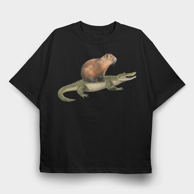 Capybara Crocodile, Tricou Oversize Barbati (Unisex)
