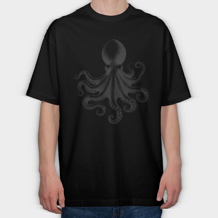 octopus draw, Tricou Oversize Barbati (Unisex)