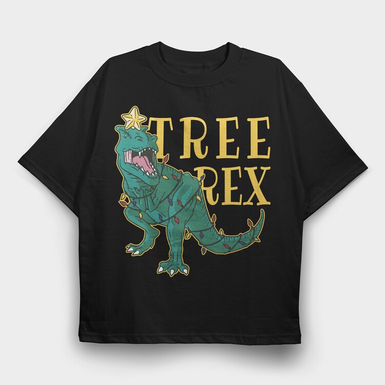 Tree Rex Christmas, Tricou Oversize Barbati (Unisex)