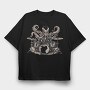 octopus playing drums, Tricou Oversize Barbati (Unisex)