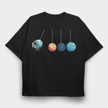 Astronaut Planets, Tricou Oversize Barbati (Unisex)