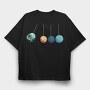 Astronaut Planets, Tricou Oversize Barbati (Unisex)
