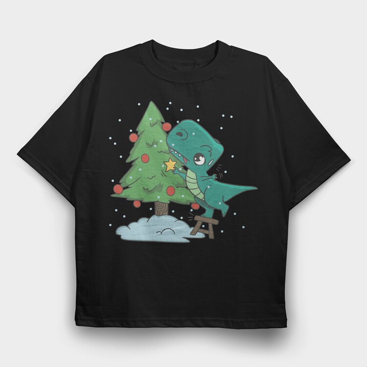 Trex Chistmas Tree, Tricou Oversize Barbati (Unisex)