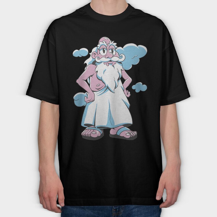 Oldman God Cartoon, Tricou Oversize Barbati (Unisex)