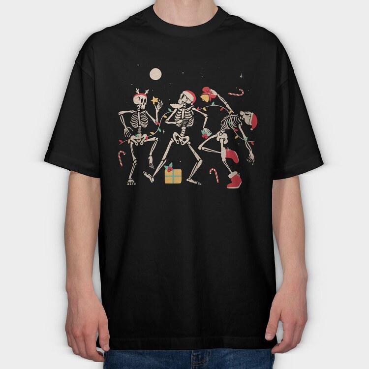 Christmas Dancing Skeletons, Tricou Oversize Barbati (Unisex)